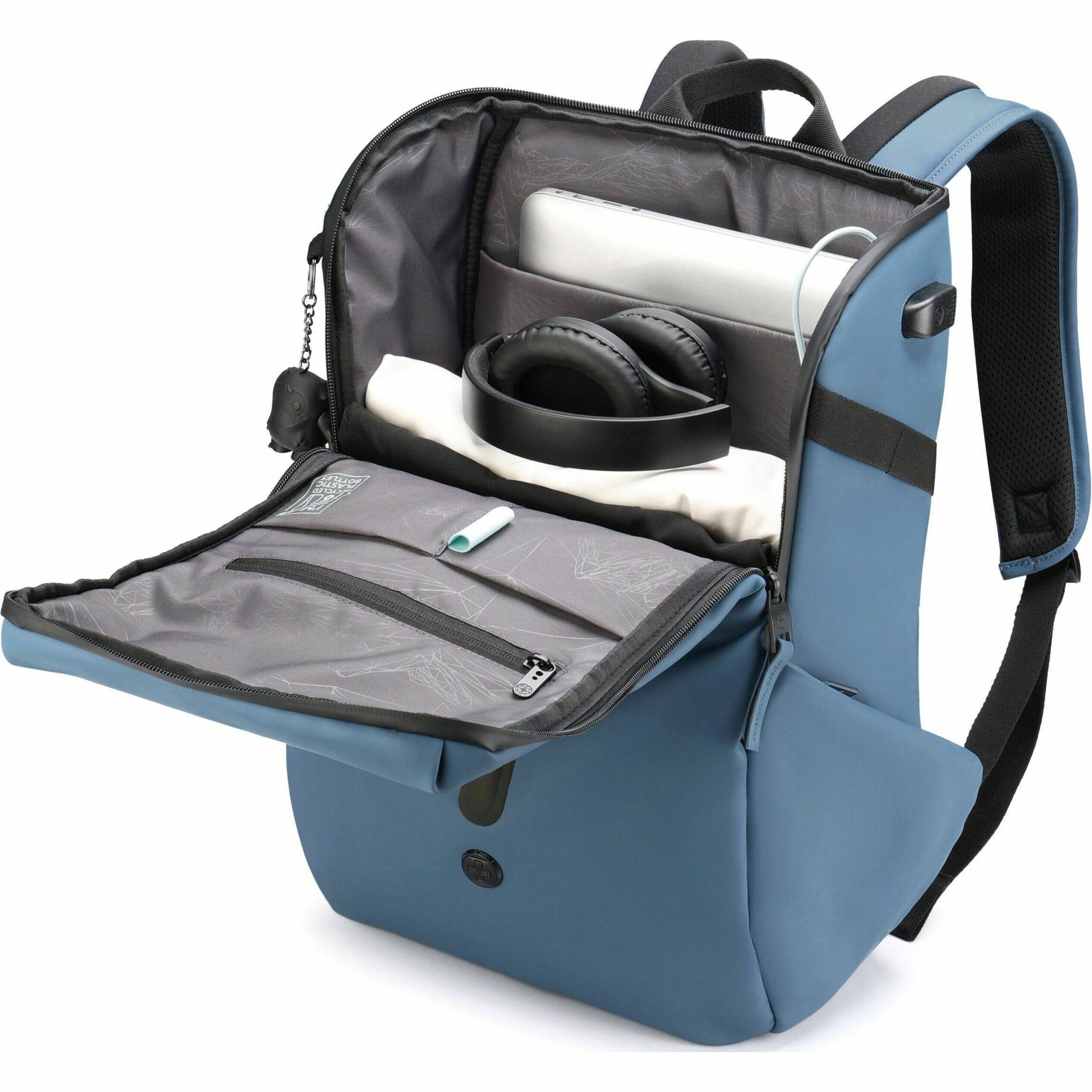 Alt View 24. Swissdigital Design - LAMONE L LED TSA-Friendly Water-Resistant Backpack With USB Charging Port  RFID Protection and Fits Up to 16″ Laptop - Dark Blue.