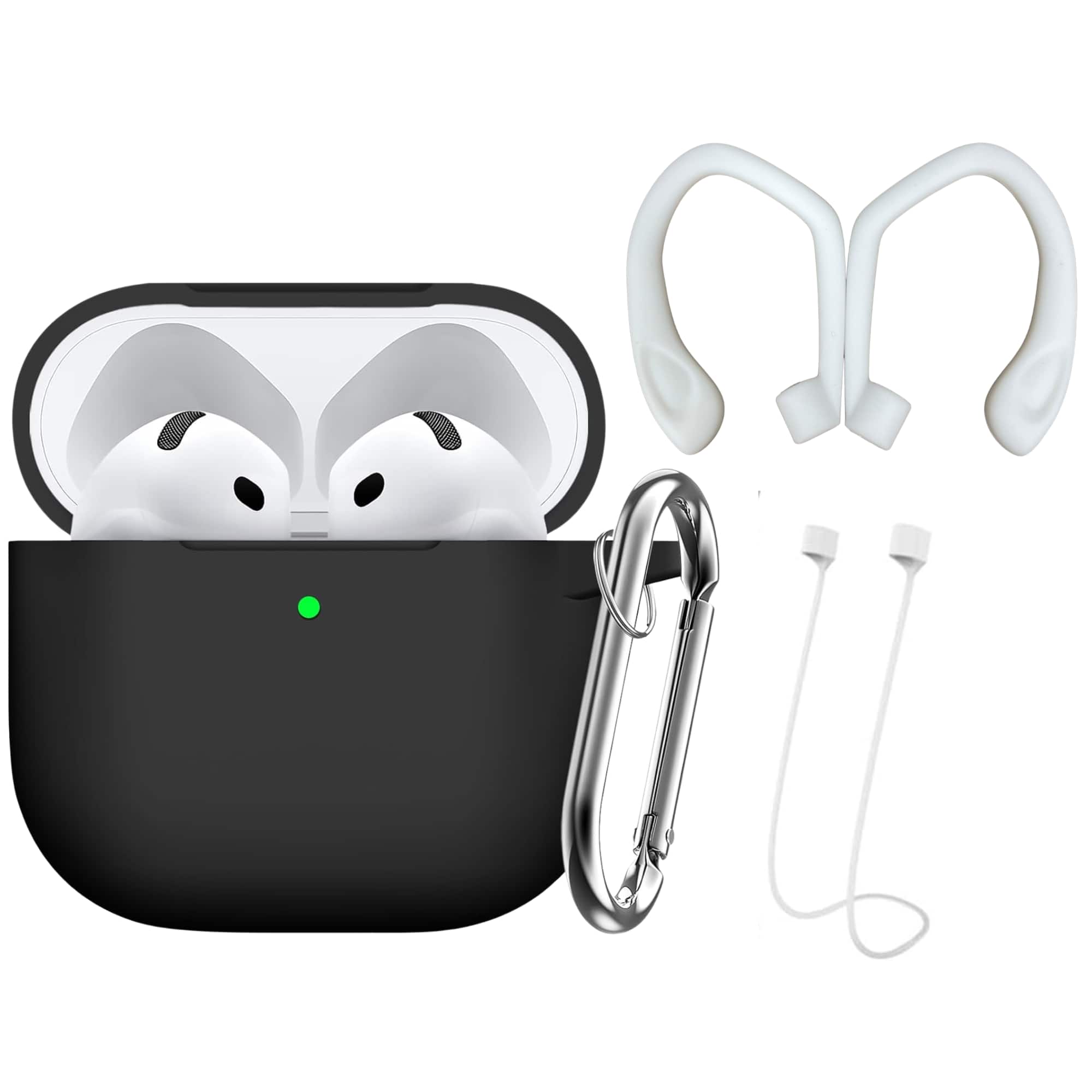 Rainforest Accessories - Silicone Case For Apple Airpods 4th Generation With Accessories - Black