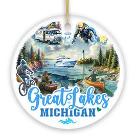 OrnamentallyYou - Artistic Great Lakes Michigan State Ornament Ceramic Landscapes and Travel Souvenir Version 2 - Multi-colored