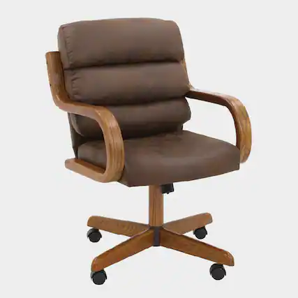 Front. Chromcraft - Swivel-Tilt Caster Casual Dining Chair in MOCHA Microfiber with Chestnut - Brown.