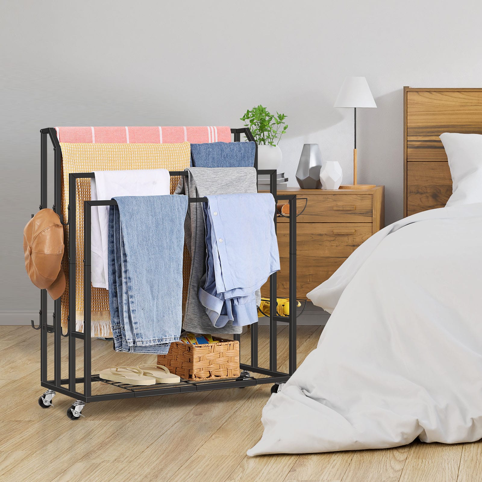 Oumilen - 4-Section Rolling Towel Drying Rack, Matte - Black price history on PriceWatchPro