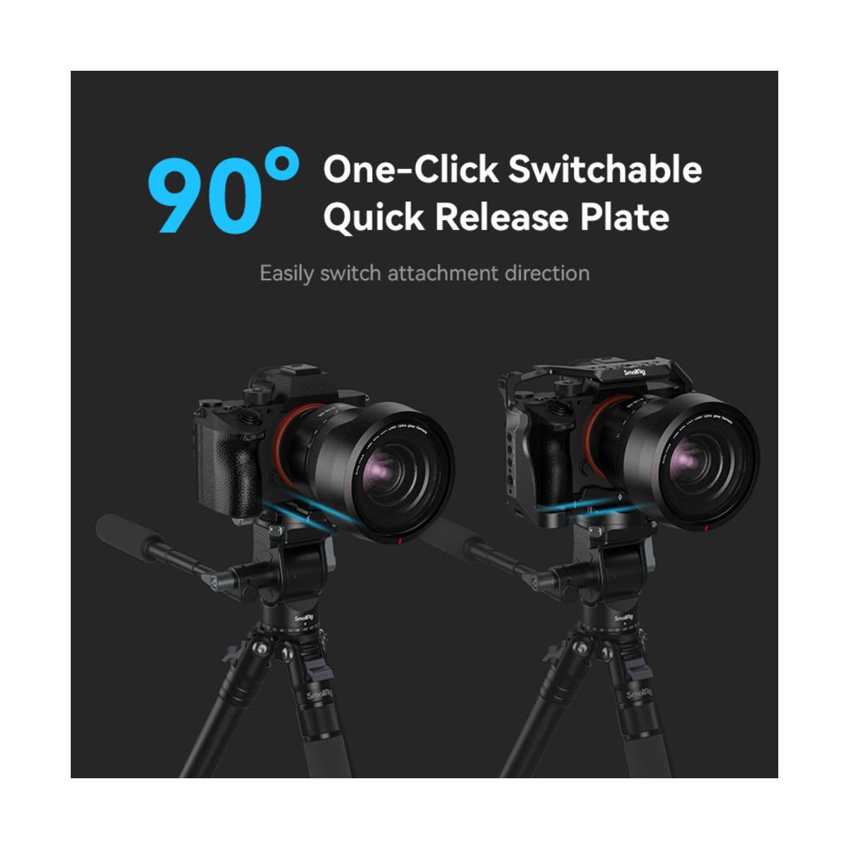 90° One-Click Switchable Quick Release Plate  
Easily switch attachment direction