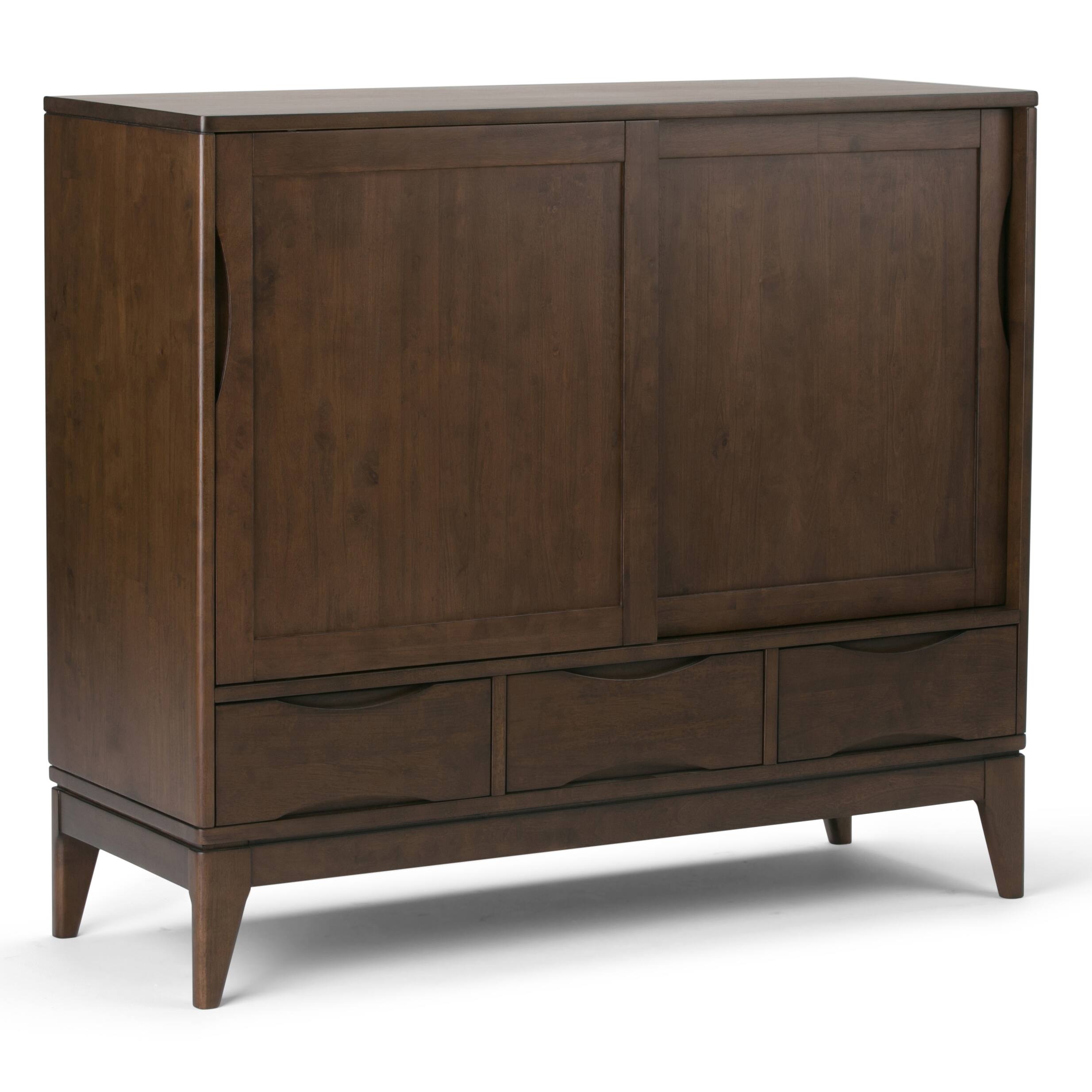 Alt View 1. Simpli Home - Harper Solid Wood 48 inch Storage Cabinet in Walnut Brown (Set of 2) - Walnut Brown.