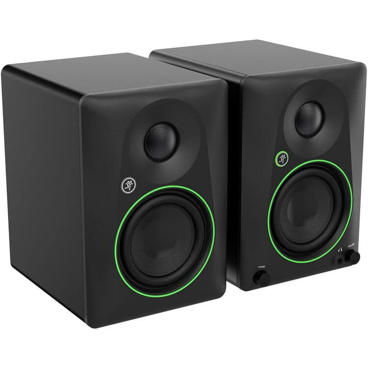 Mackie - 4.5-inch Powered Studio Monitors with Tone Control, Location Switch, Headphone Output, and Speaker Cables (Pair)