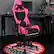 Angle. Costway - Racing Massage Gaming Chair with Footrest - Pink + Black.