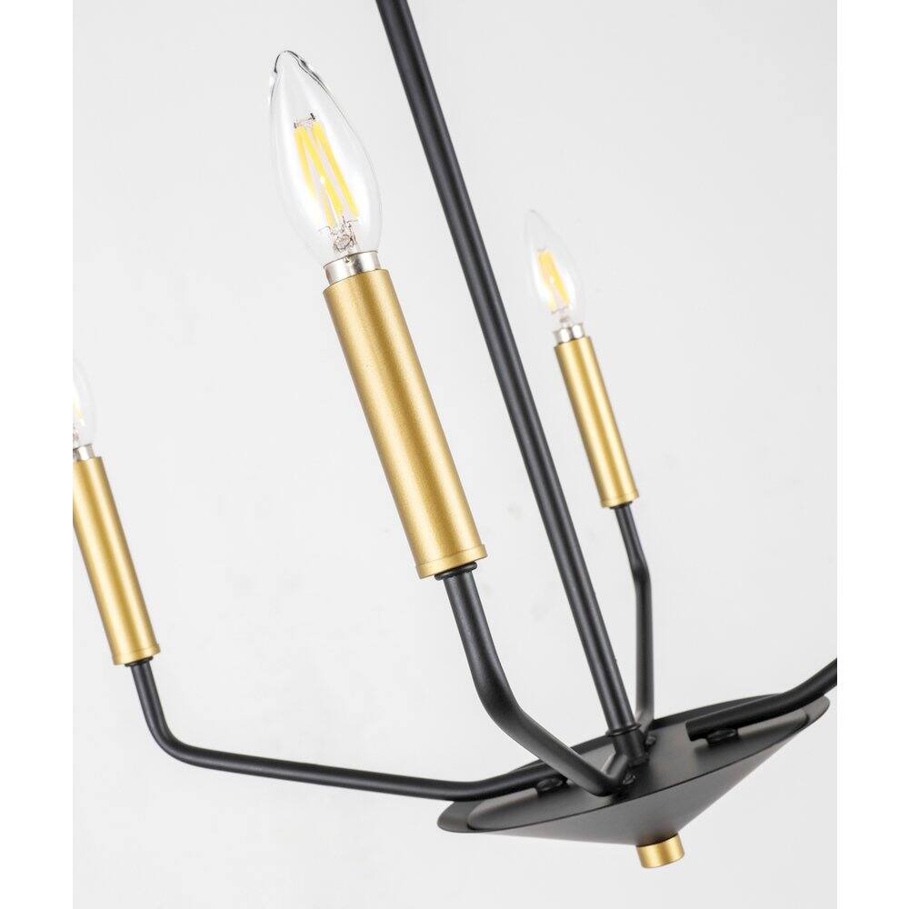 Left. Living District - Enzo 4 Light Black And Brass Pendant - Black And Brass.