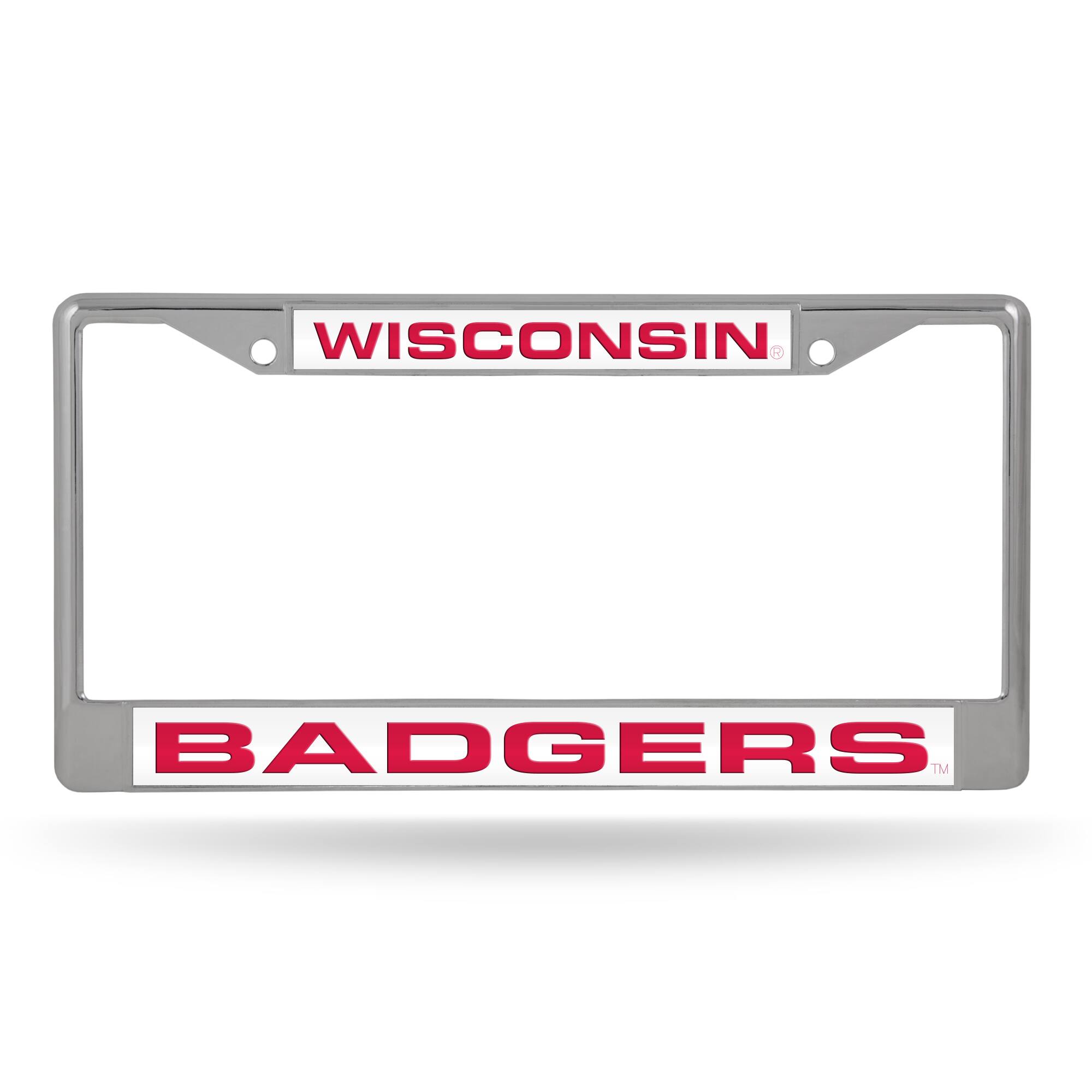 Rico Industries - Wisconsin Badgers Chrome Metal Laser License Plate Frame - Multi