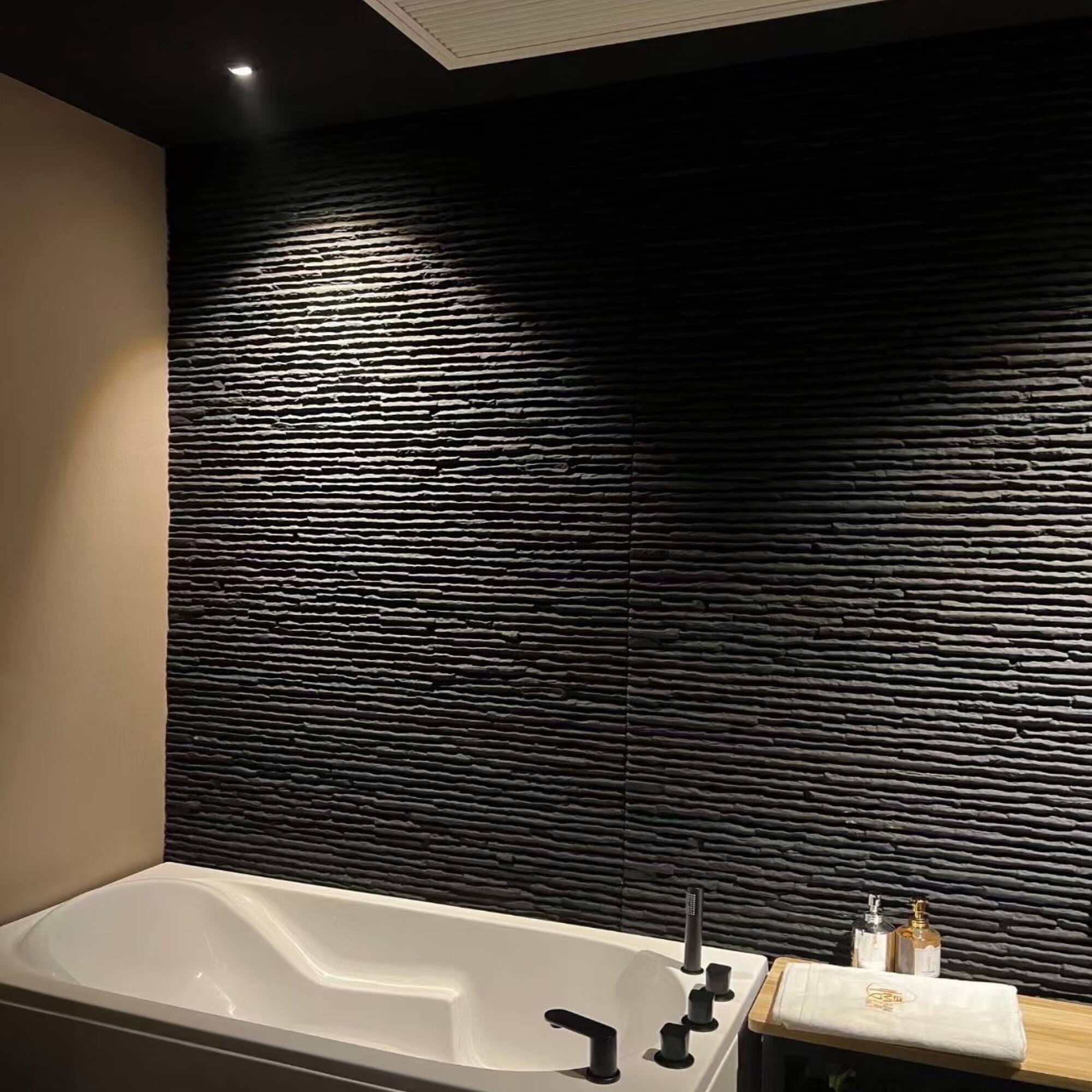 Alt View 3. Boyel Living - 4-Pack 23.62-in x 47.24-in Natural 3D Faux Stone Polyurethane Wall Panel - Natural.