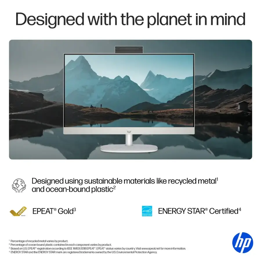 Designed with the planet in mind. Designed using sustainable materials like recycled metal and ocean-bound plastic. EPEAT Gold. ENERGY STAR Certified.