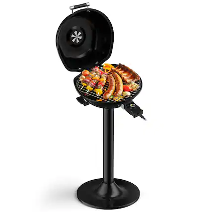 Front. Ecooso - 1600W Portable Electric BBQ Grill with Removable Nonstick Rack, Compact Indoor Outdoor Grill for Camping - Black.