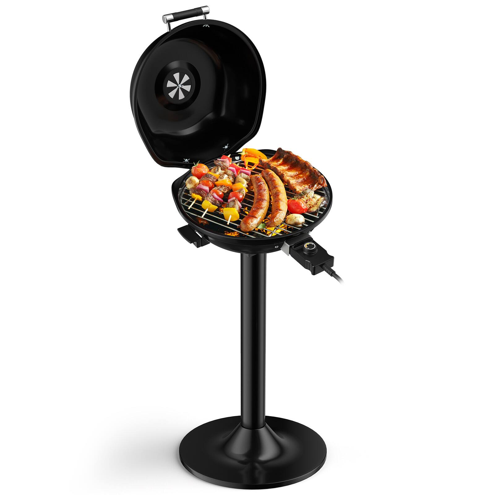 Front. Ecooso - 1600W Portable Electric BBQ Grill with Removable Nonstick Rack, Compact Indoor Outdoor Grill for Camping - Black.