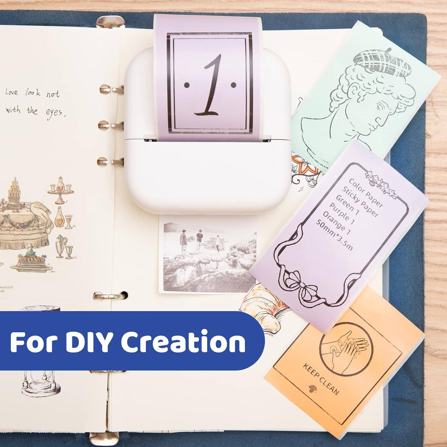 Love look not with the eyes,

1 Color Paper
- Green Sticky Paper 1
- Purple 1
- Orange 1

Size 1 50mm*3.5m

For DIY Creation

KEEP CLEAN