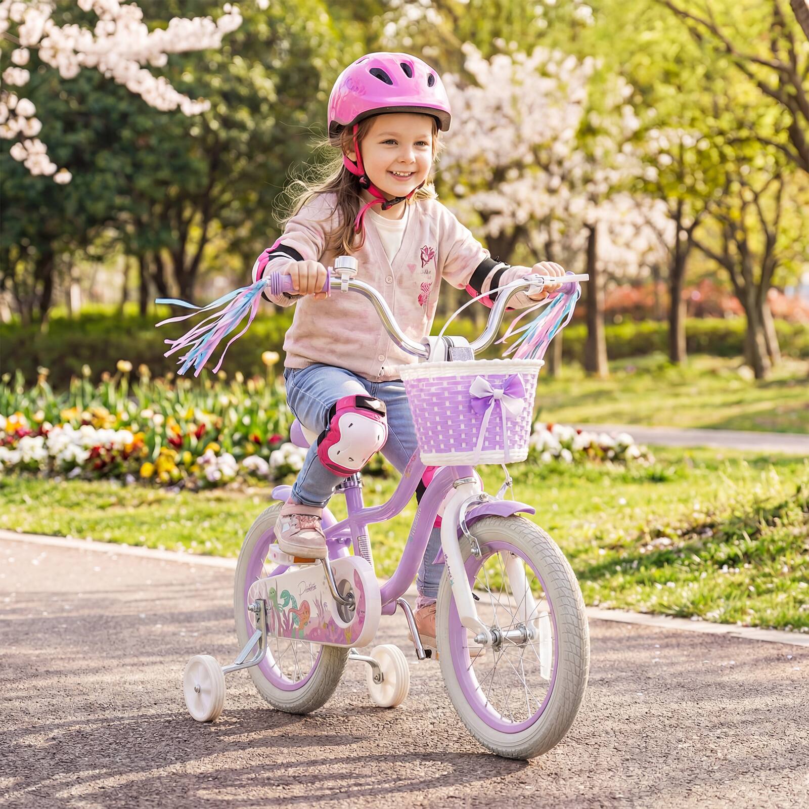 Alt View 3. Gymax - Gymax 14'' Kids Bike Toddler Bicycle w/ Training Wheels Hand & Coaster Brakes - Purple.