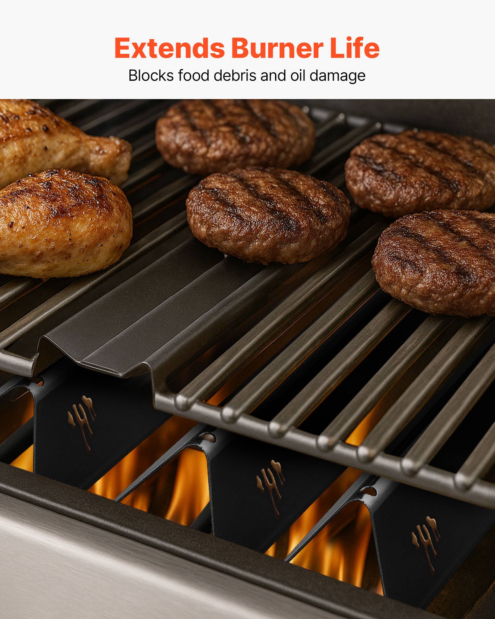Extends Burner Life  
Blocks food debris and oil damage
