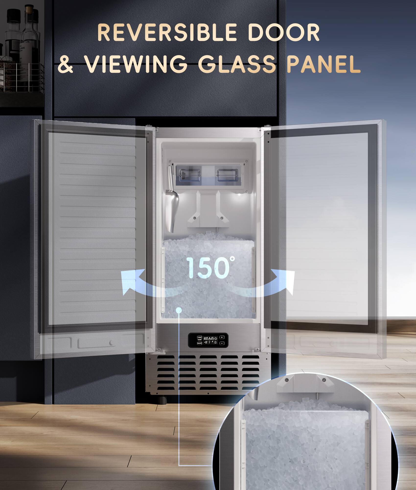 REVERSIBLE DOOR & VIEWING GLASS PANEL 150°