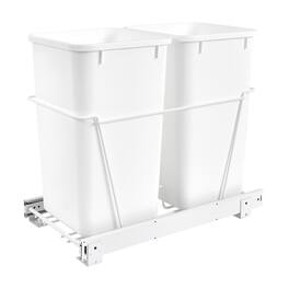 Rev-A-Shelf - Double Pullout Kitchen Cabinet 27 qt. Trash Can, RV-15PB-2 S - White