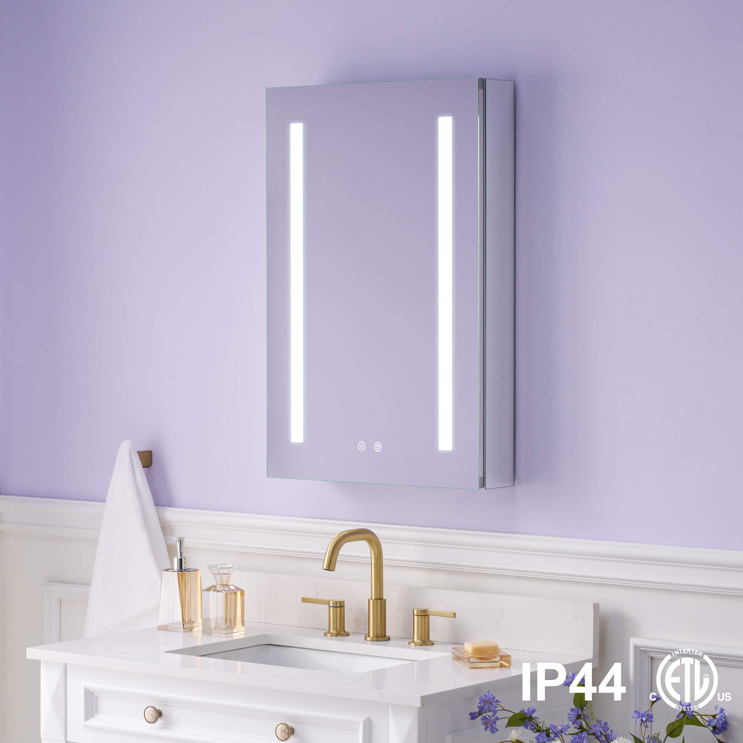 WELLFOR - 20 in. W x 30 in. H Rectangular Aluminum Recessed or Surface Mount Medicine Cabinet with Mirror and Lighted, Left Open - Silver price history on PriceWatchPro