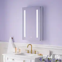WELLFOR - 20 in. W x 30 in. H Rectangular Aluminum Recessed or Surface Mount Medicine Cabinet with Mirror and Lighted, Left Open - Silver