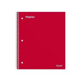 Staples - Premium 2-Subject Notebook, 8.5" x 11", College Ruled, 120 Sheets - Red