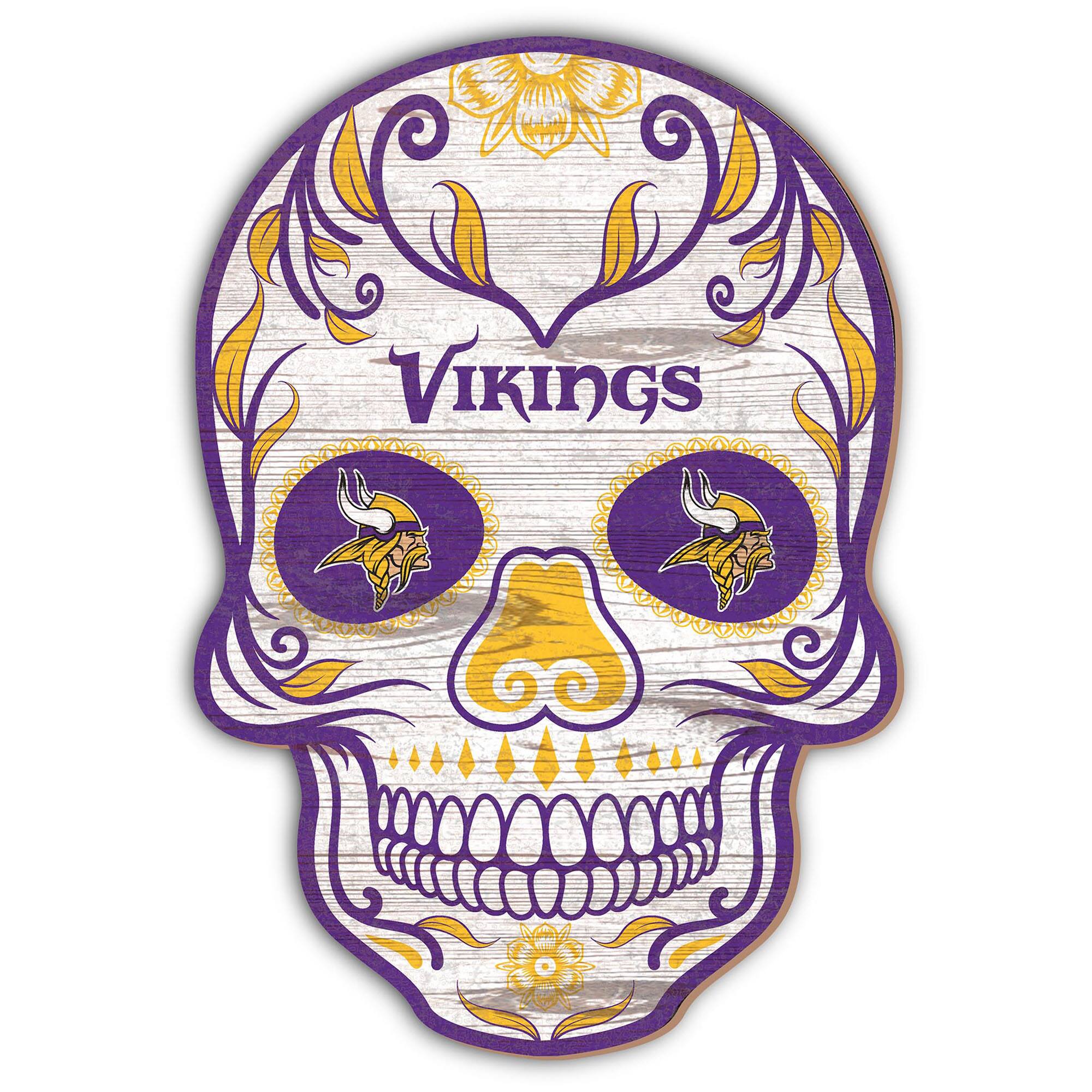 Fan Creations - Minnesota Vikings 12'' Sugar Skull Sign - Multicolor