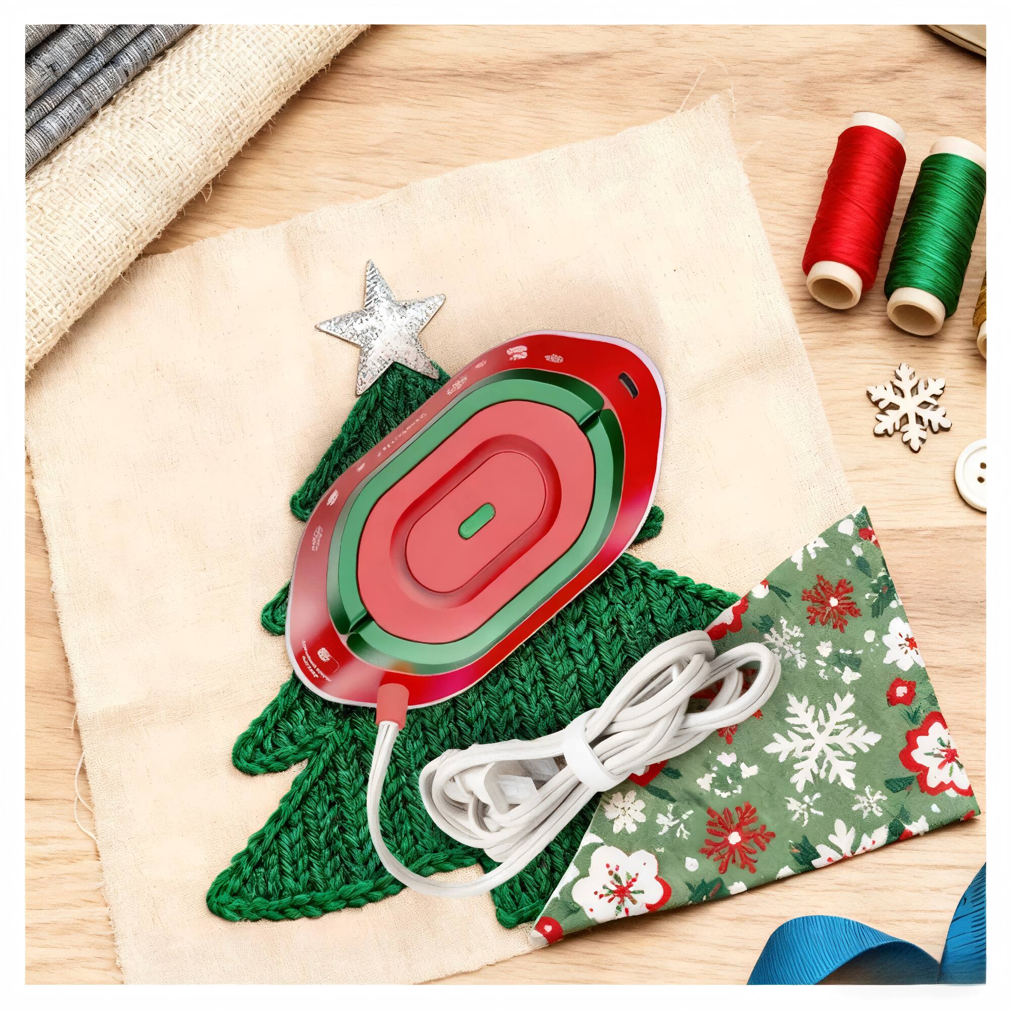 Alt View 2. Newbealer - Dual Voltage Travel Iron,Mini Dry Iron for Clothes,302℉ Non-Stick Ceramic Soleplate, 0.8lbs Ultra-Lightweight - Festive Red/Green.