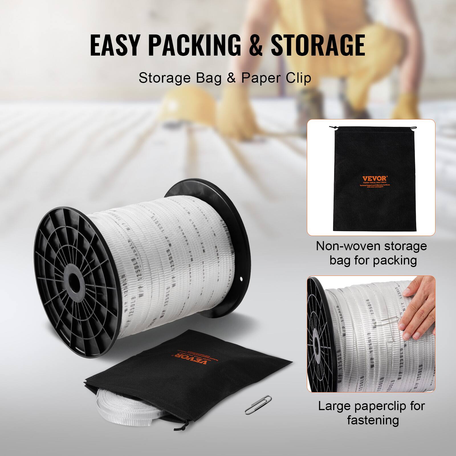 EASY PACKING & STORAGE  
Storage Bag & Paper Clip  

Non-woven storage bag for packing  

Large paperclip for fastening