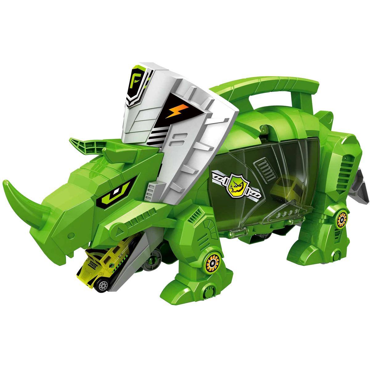 JuzToys - Dinosaur Dino Storage Carrier, Portable Dinosaur Case, Includes Dinosaur and Cars - Multi