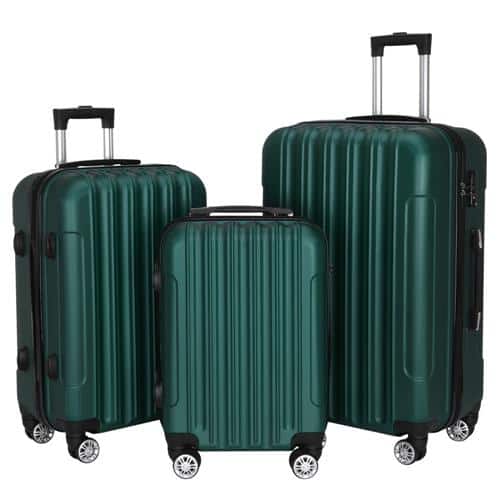 Front. Winado - 20"/24"/28" 3 Piece Trolley Carry On ABS Luggage Lightweight Hardside Suitcase Set Spinner Wheels & TSA Lock for Travel - Green.