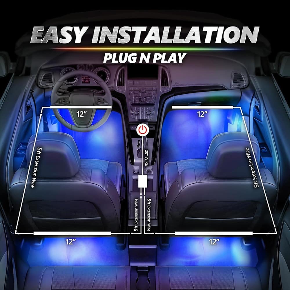 RTMB - Aura Pro Car Interior LED Lights – RGB, Music Sync, App & Remote Control