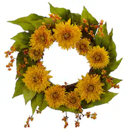 BreeBe - 22" Golden Sunflower Wreath - Yellow
