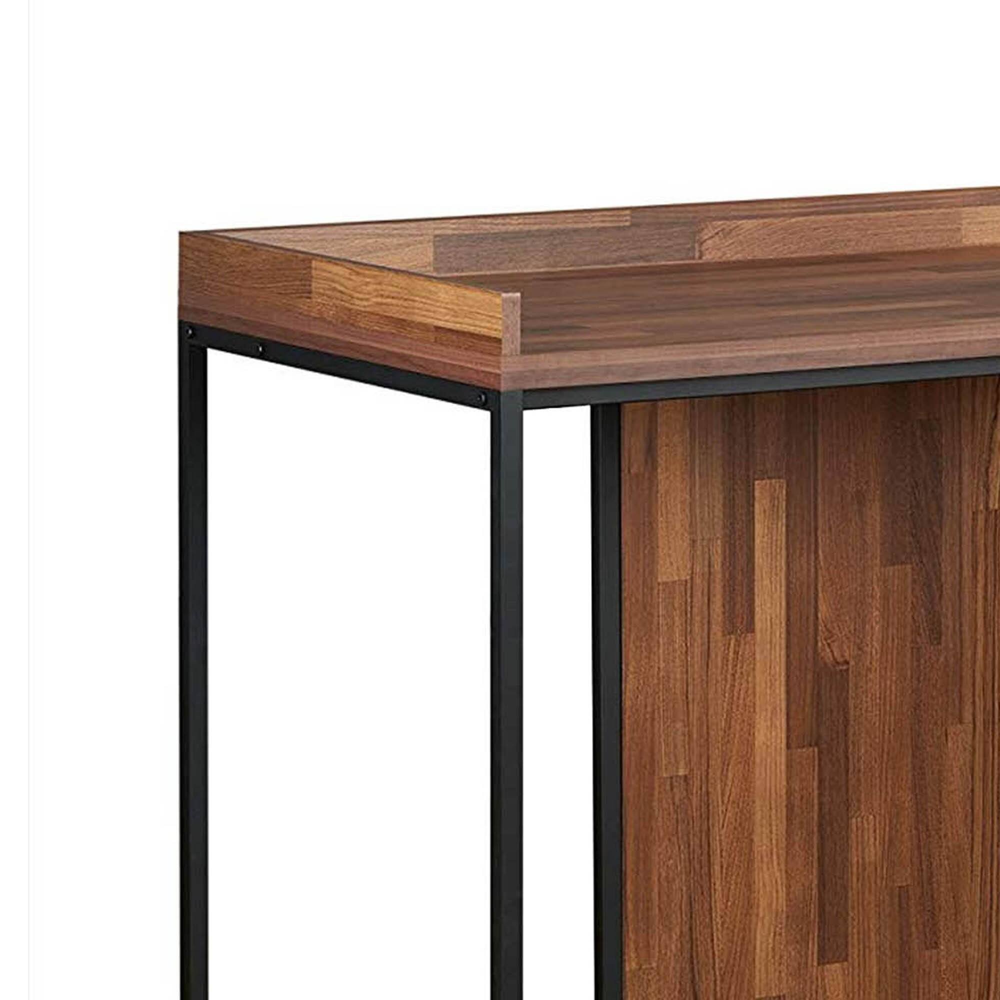 Angle. Manhattan Lane - Wooden Top Desk With Rectangular  Metal  frame,  Walnut Brown & Sandy Black - Brown.
