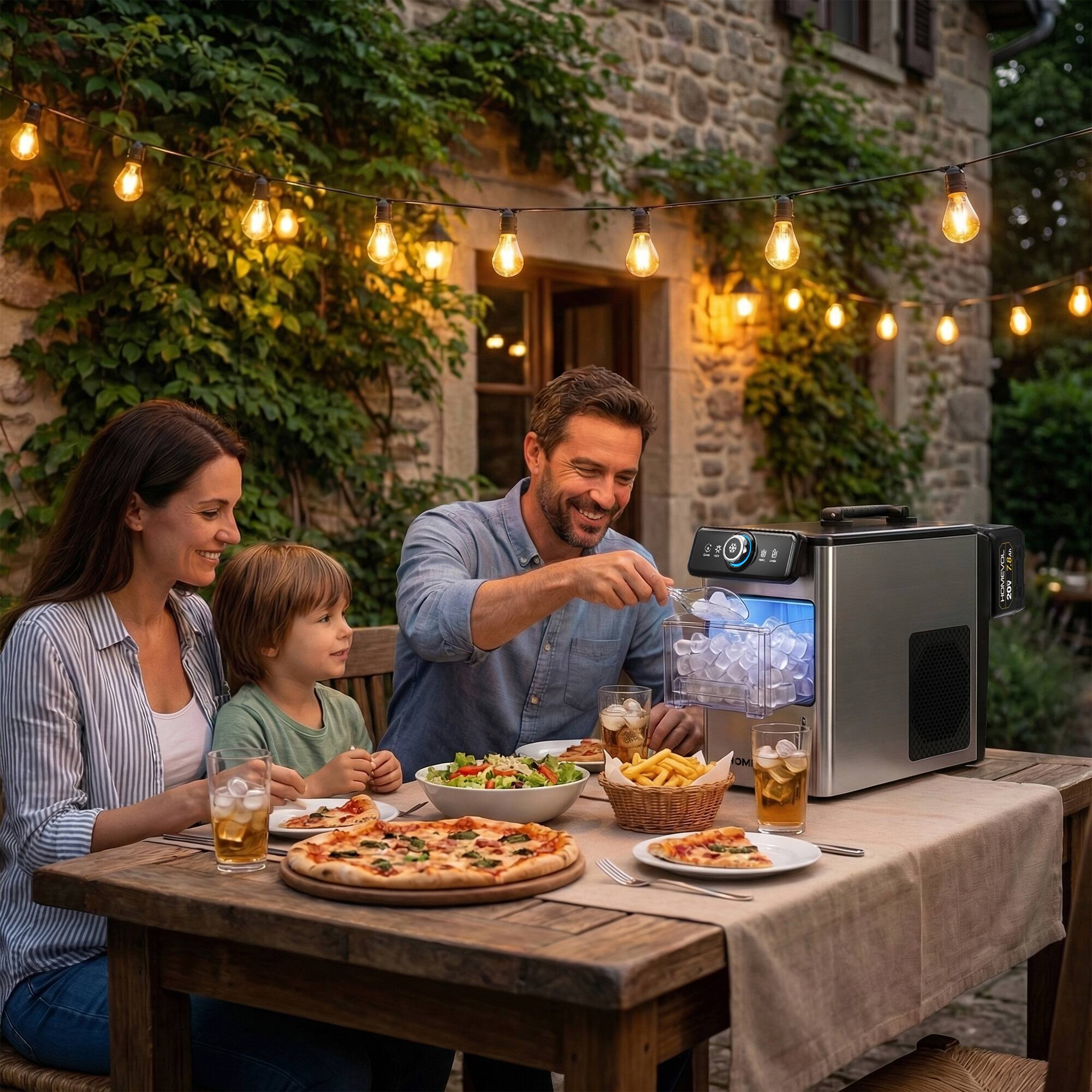 Alt View 3. Homevol - Homevol Dual Power Portable Ice Maker - 8-Min First Batch, 30Lbs/24H, Cordless & Plug-in for Home, Patio, Camping - Silver.