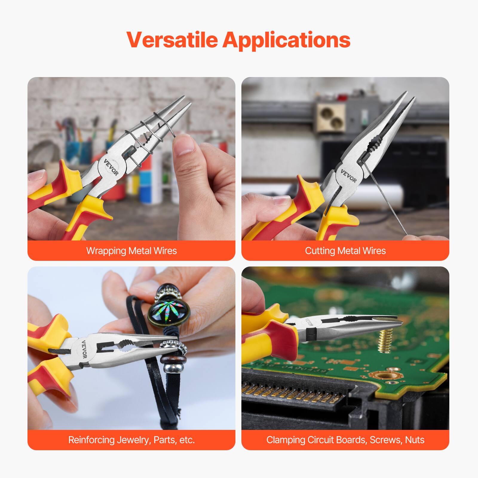 Versatile Applications

- Wrapping Metal Wires
- Cutting Metal Wires
- Reinforcing Jewelry, Parts, etc.
- Clamping Circuit Boards, Screws, Nuts