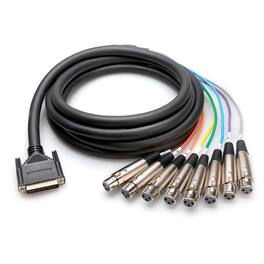 Hosa Technology - 13.1' Male DB-25 to 8x 3-Pin XLRF Balanced Snake Cable