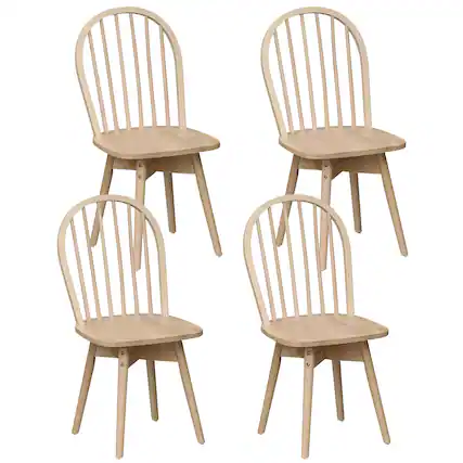 Front. Costway - Costway Swivel Dining Chairs Set of 4, Farmhouse Spindle Kitchen Chairs with Solid Rubber - Natural.