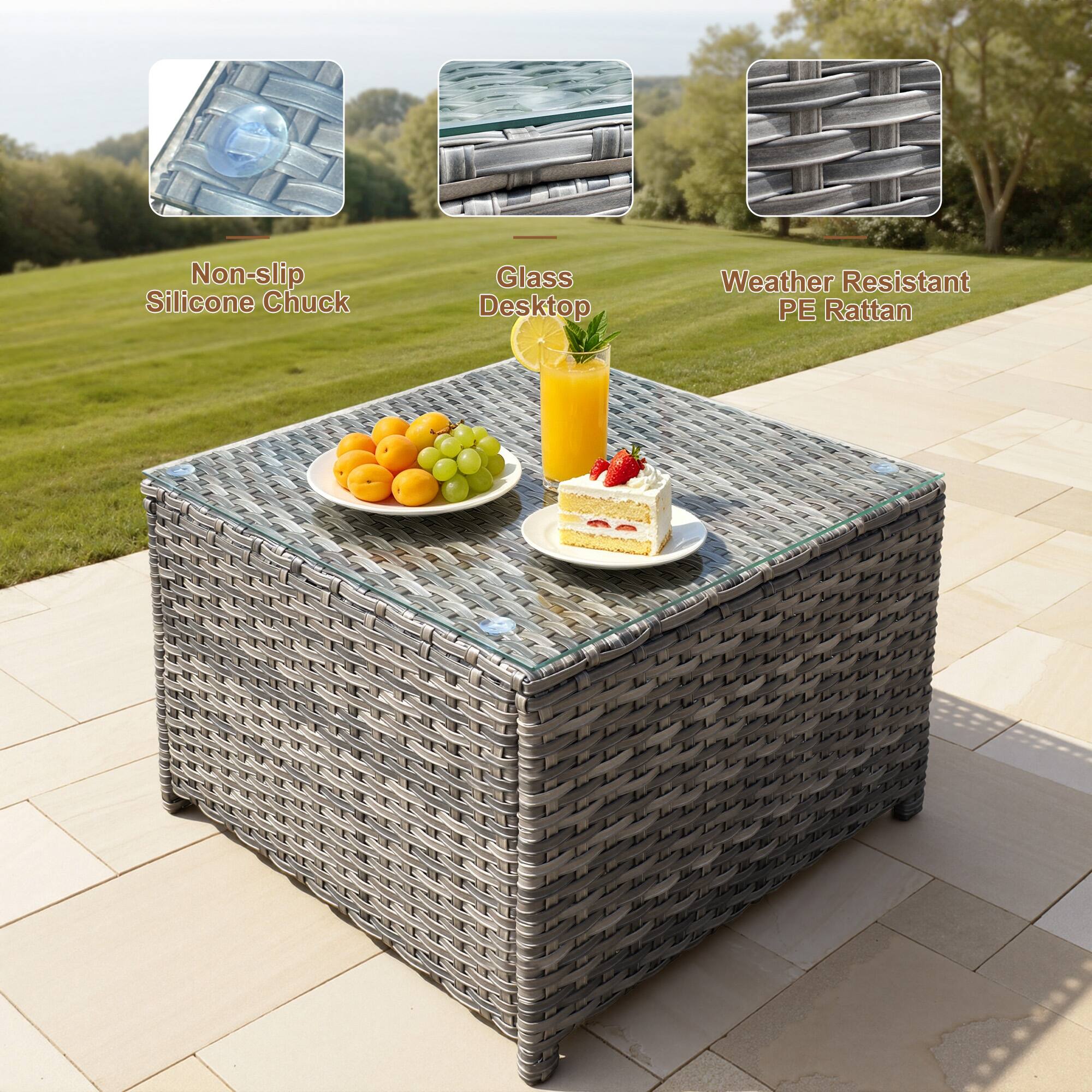Non-slip Silicone Chuck Glass Desktop Weather Resistant PE Rattan