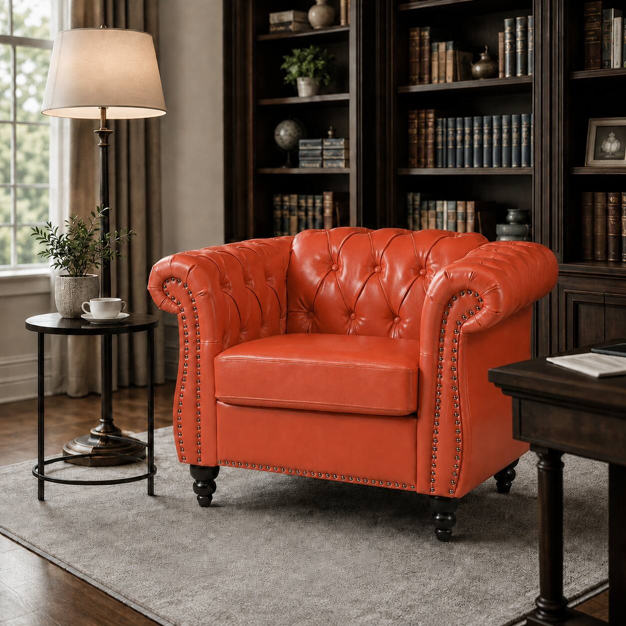 Back. Anysun - Modern Classic PU Leather Sofa Set - Luxurious Comfort & Stylish Durable Design - Orange.