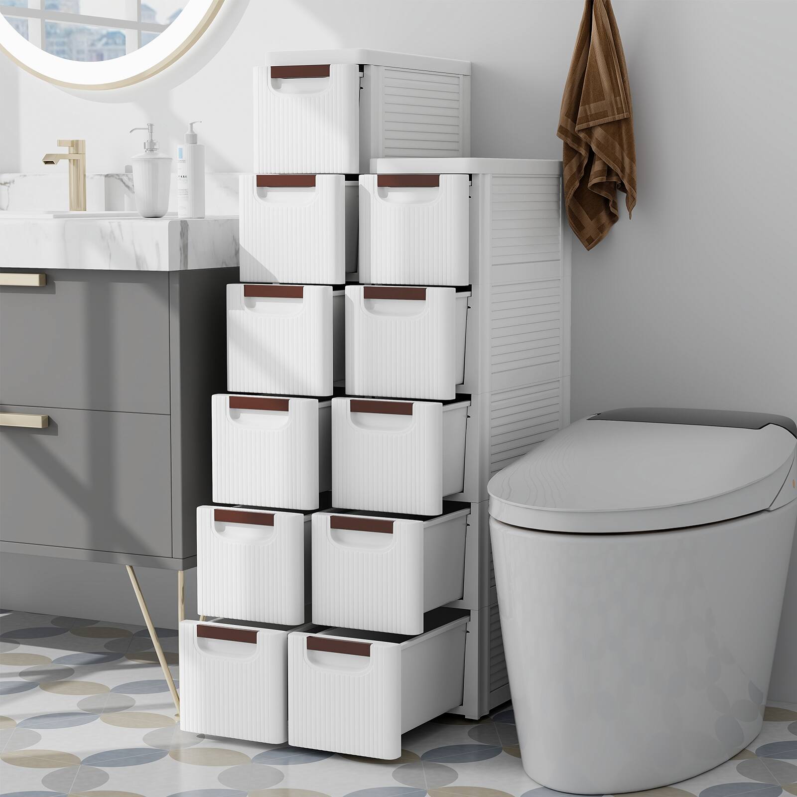 Alt View 8. Ecooso - 6-Drawer Rolling Dresser Storage Organizer with Built-In Wheels for Small Space - White.