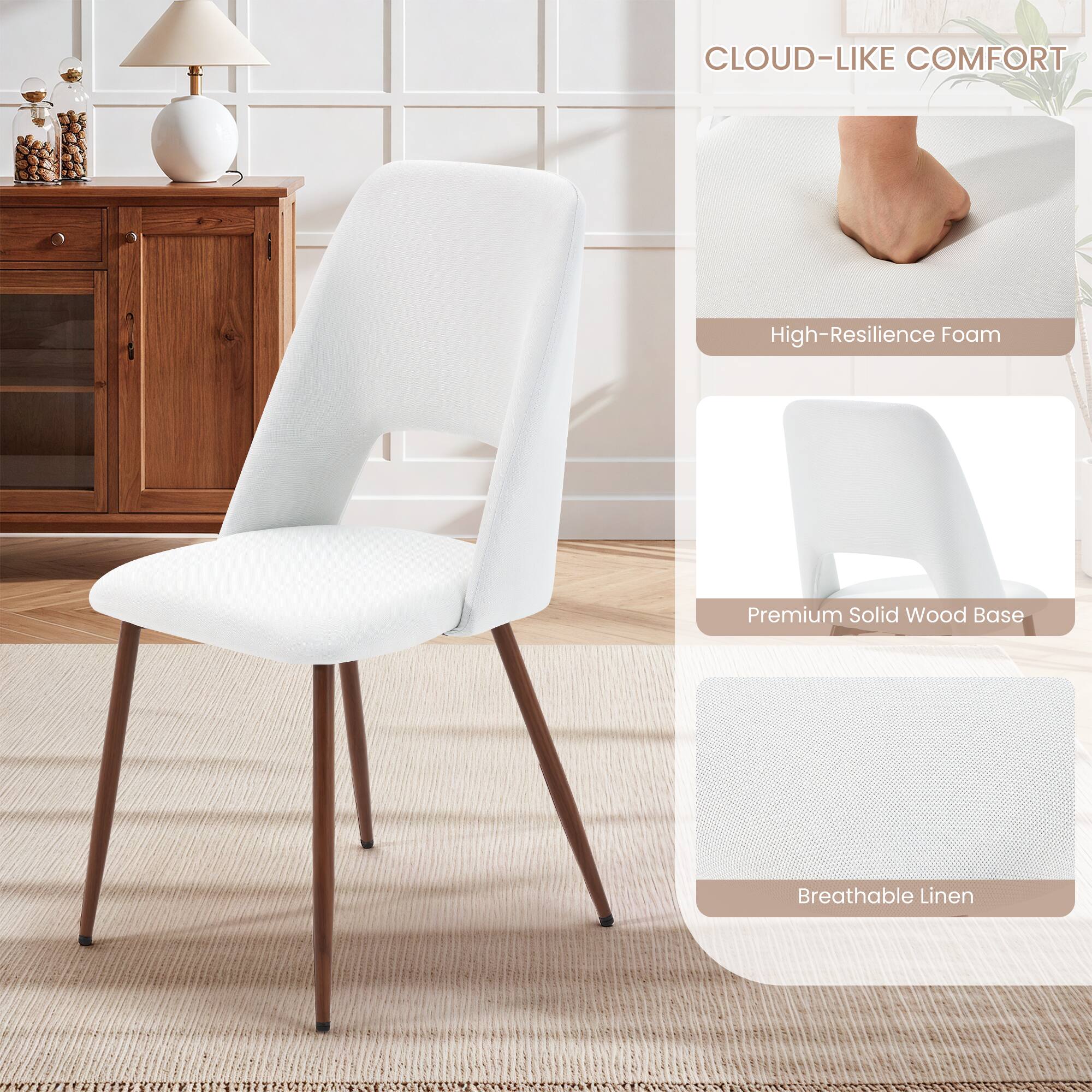 CLOUD-LIKE COMFORT

- High-Resilience Foam
- Premium Solid Wood Base
- Breathable Linen
