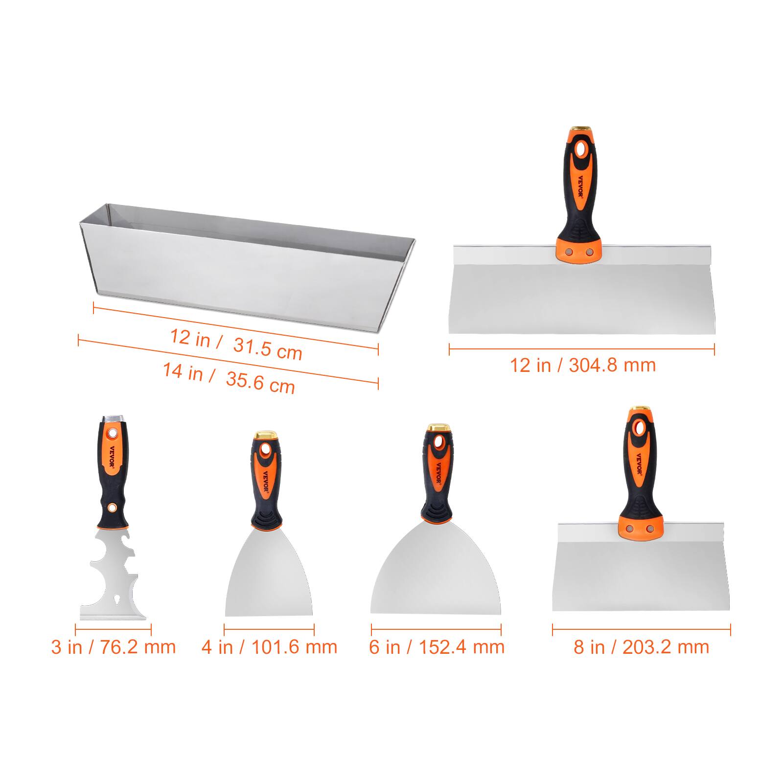 - 12 in / 31.5 cm
- 14 in / 35.6 cm
- 12 in / 304.8 mm
- 3 in / 76.2 mm
- 4 in / 101.6 mm
- 6 in / 152.4 mm
- 8 in / 203.2 mm