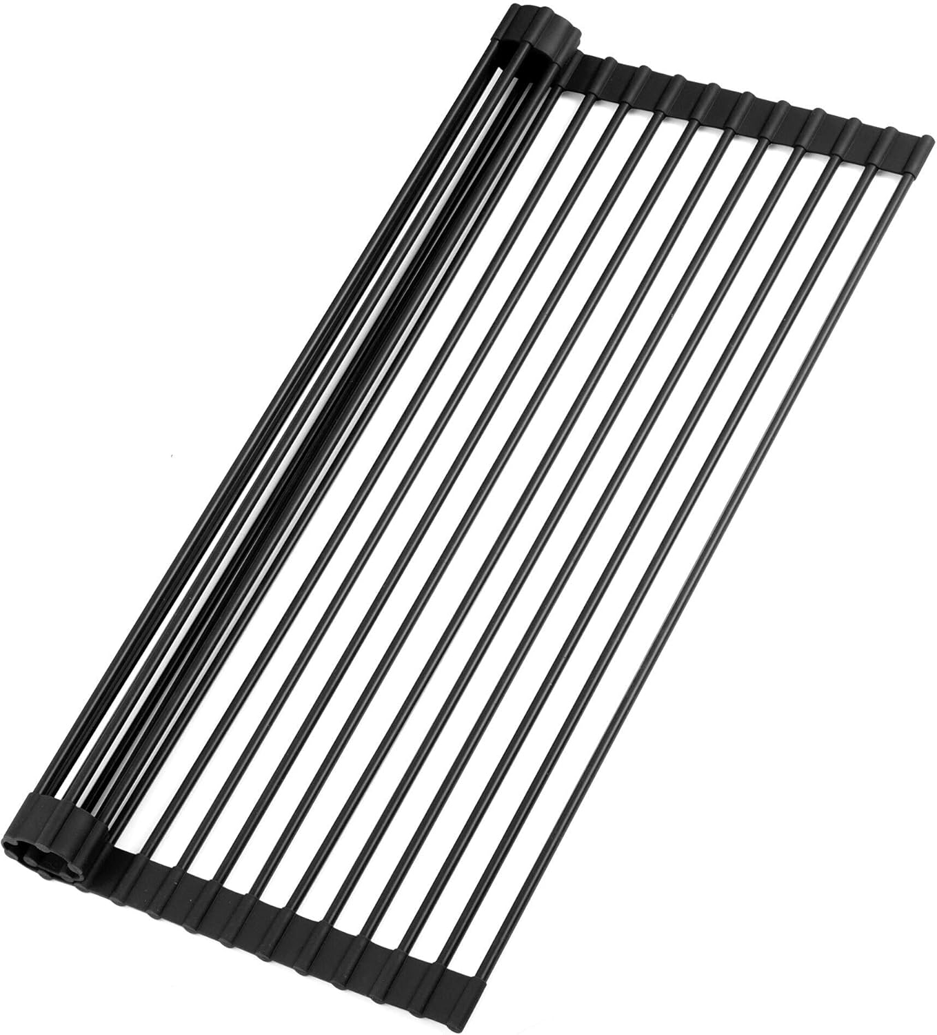 Zulay Kitchen - Large Roll Up Dish Drying Rack & Trivet (20.5 inches x 13 inches) - Black