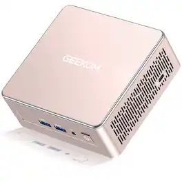 Geekom - A5 Mini PC with AMD Ryzen 7 5825U, 32GB RAM& 512GB M.2 NVMe SSD, Windows 11 Pro Pre-installed - Rose Gold