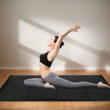 Front. Kadyn - Gymnastics Mat, Exercise Tumbling Mat,4 Feet x 10 Feet Thick Folding Panel Gymnastics Mat-Black - Black.