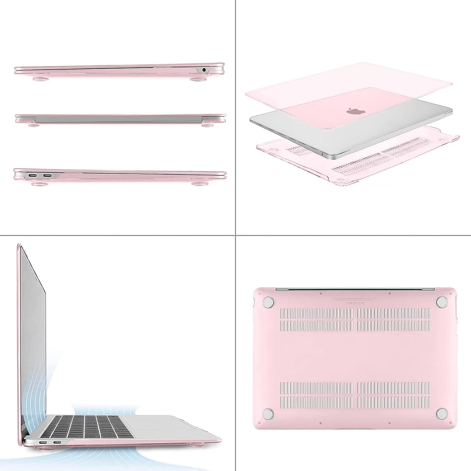 Alt View 1. mosiso - Case for MacBook Air 13 inch Case 2020 2019 2018 Release M1 A2337 A2179 A1932 with Touch ID with Keyboard Cover - Rose Pink.