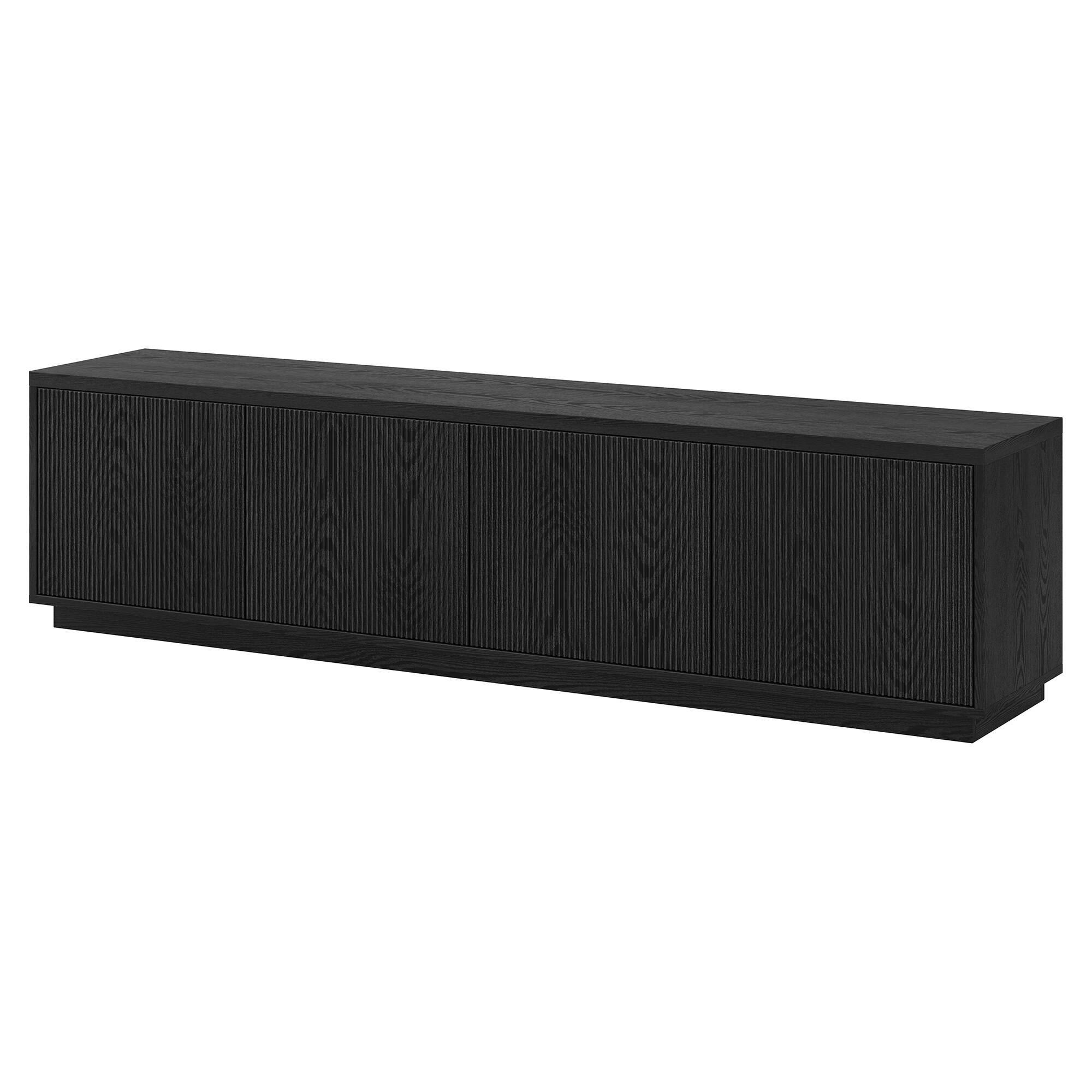 Left. Hudson&Canal - Hanson Rectangular Fluted TV Stand for TV's up to 85" in Black Grain - Black Grain.