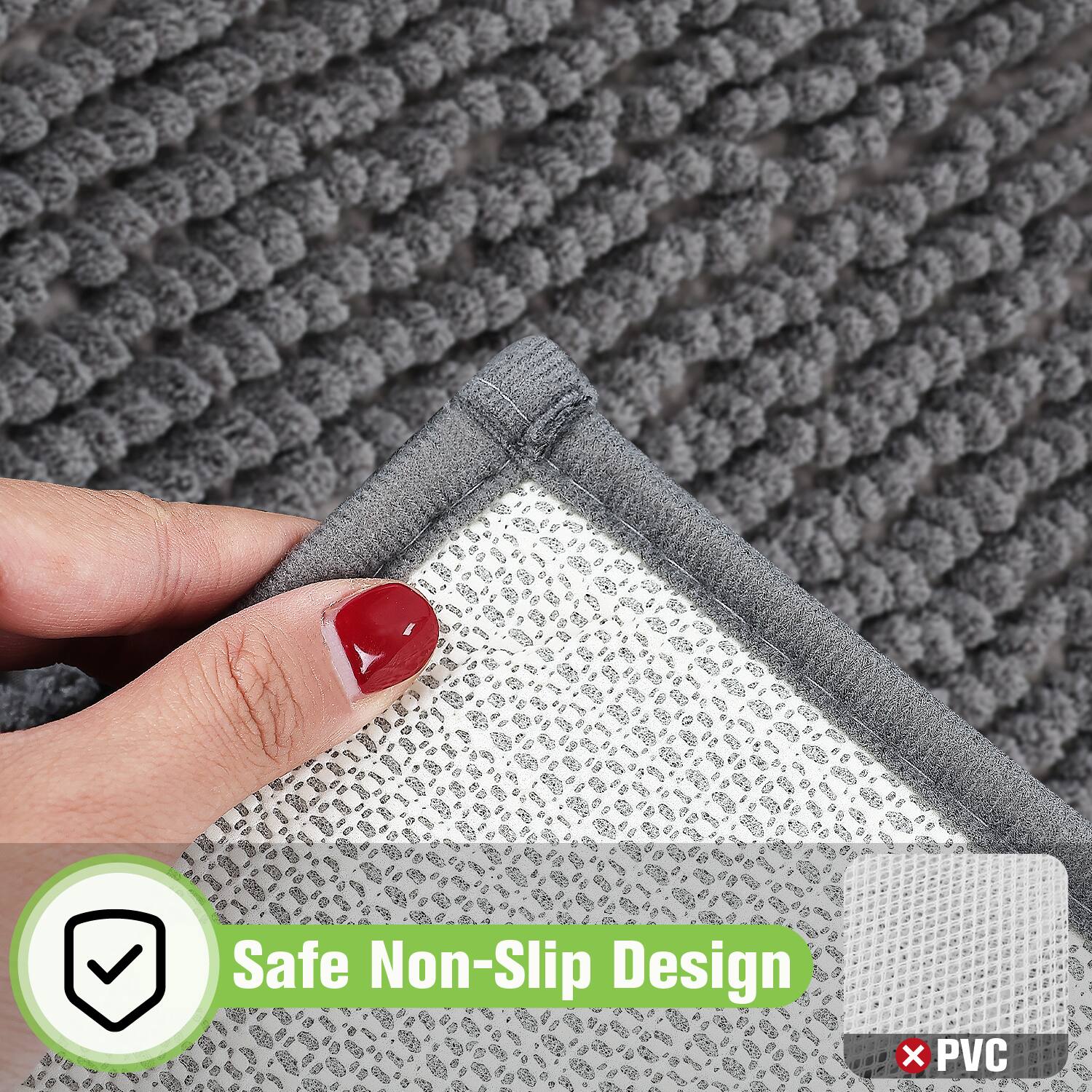 Safe Non-Slip Design  
x PVC