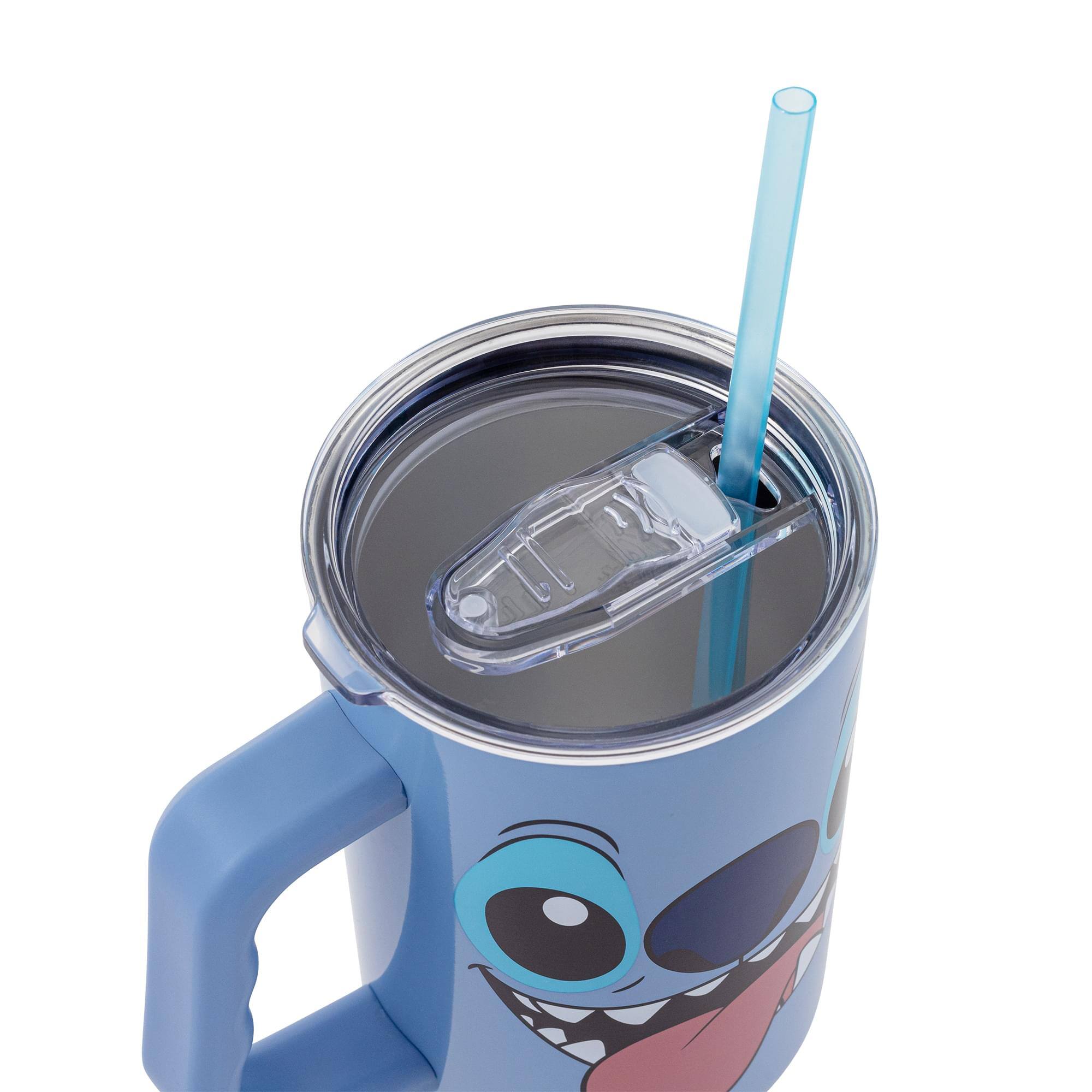 Alt View 10. Silver Buffalo - Disney Lilo & Stitch Face Stainless Steel Tumbler With Handle | Holds 40 Ounces - Blue.