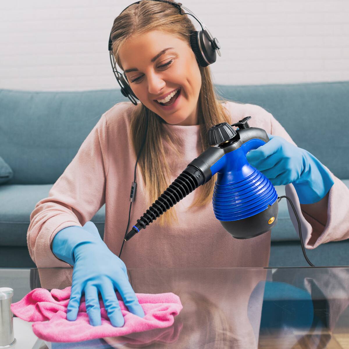 Alt View 7. Costway - Costway Multifunction Portable Steamer Household Steam Cleaner 1050W with Attachments - Blue.