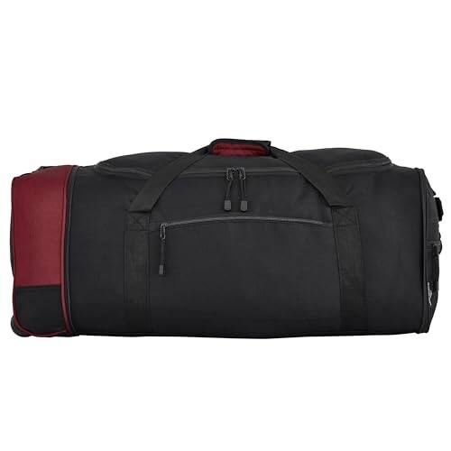 Front. Fabibe - 32-inch Collapsible Expandble Travel Rolling Duffel Bag polyester - Red.