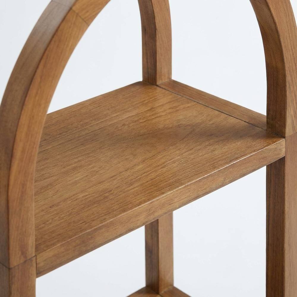 Alt View 1. FurniFact - Tall brown arched bookshelf with engineered wood frame for stylish storage - Brown.